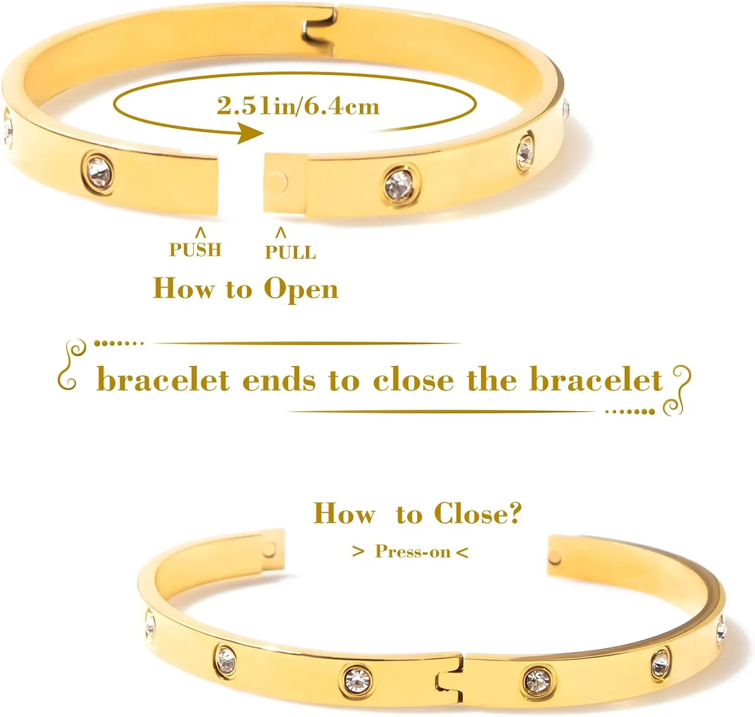 Gold Bracelets for Women Stainless Steel Bracelet 18K Love Bangle for women Cubic Zirconia Cuff Gold Bangle Set Fashion Jewelry Gifts