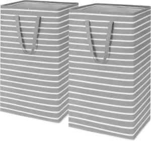 Goodpick 90L Laundry Basket Organizer 2-Pack Large Tall Laundry Hampers Storage Baskets for Organizing Dirty Clothes Hampers for Baby Laundry Towels Blanket Basket in Bathroom, Bedroom, Dorm, Grey