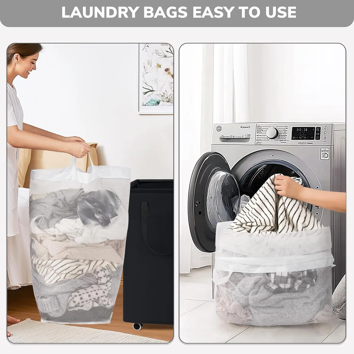 Goodpick Laundry Hamper with Wheels, 75L Dirty Clothes Hamper with Removable Wash Bag for Laundry Room, Black Rolling Laundry Basket
