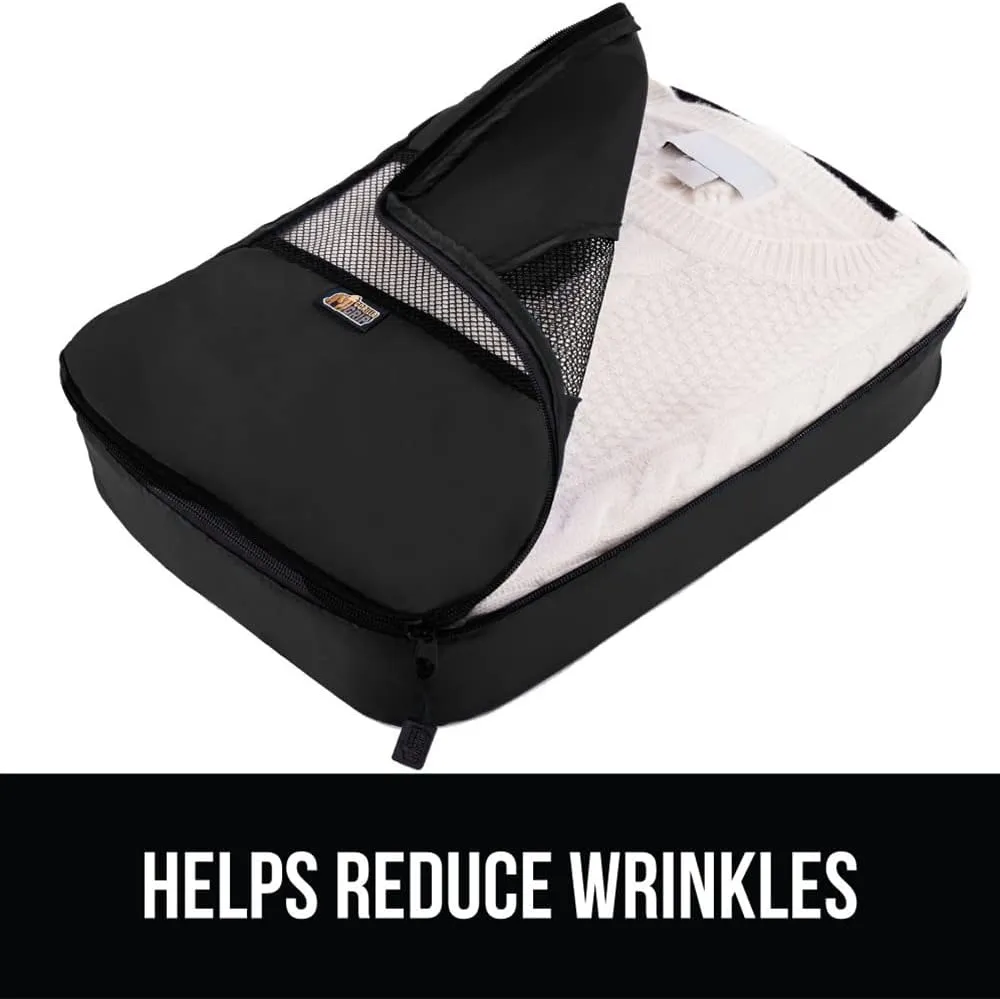 GORILLA GRIP 8 Set Packing Cubes, Travel Essentials for Suitcase, Mesh Organizer Bags for Clothes Toiletries Shoes and Laundry, Luggage and Carry On Airplane Accessories, Traveling Must Haves Black