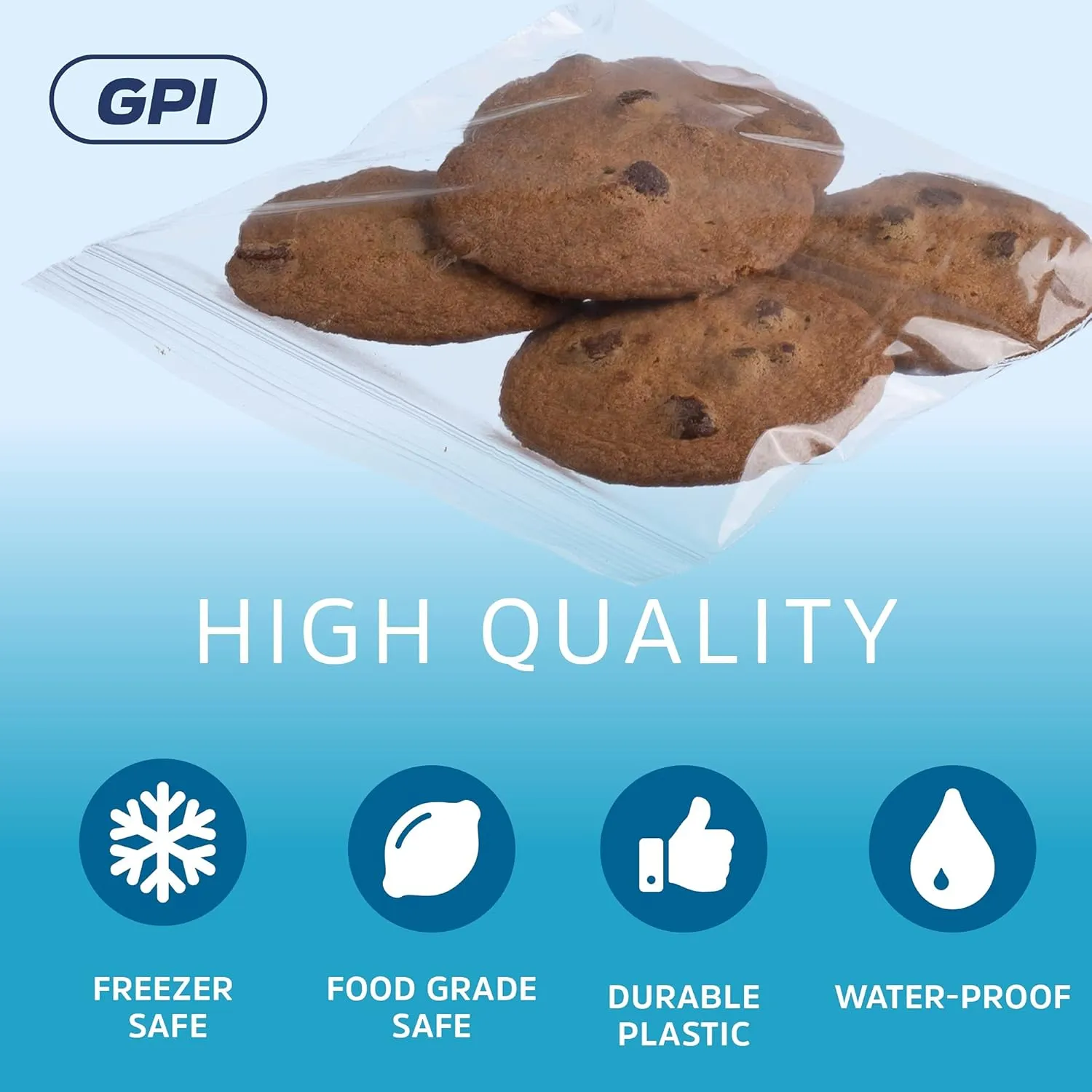GPI - Case of 1000 5" X 5" Clear Plastic Reclosable Zip Bags - Bulk 2 Mil Thick Strong & Durable Poly Baggies with Resealable Zip Top Lock for Travel, Storage, Packaging & Shipping.