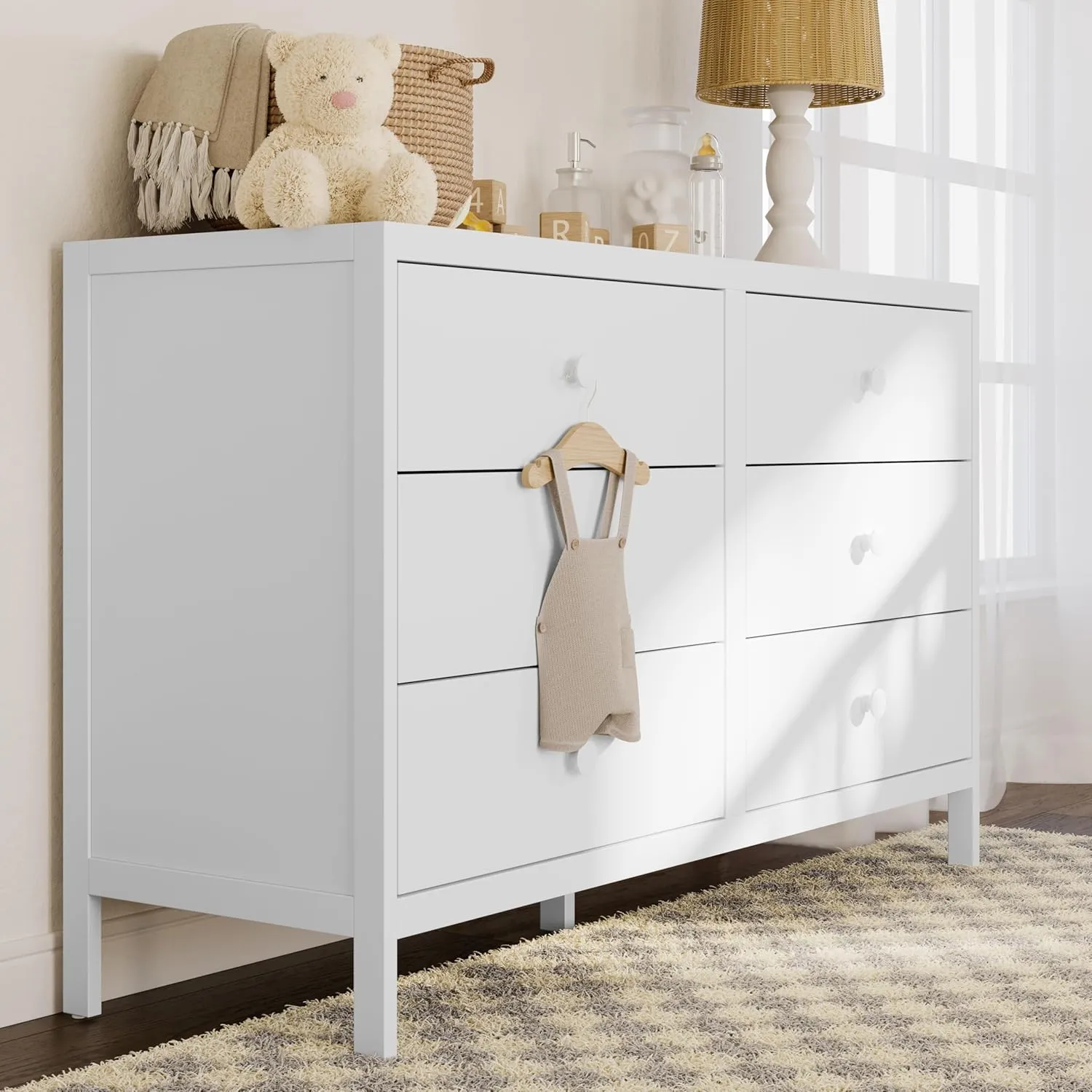 Graco Theo 6 Drawer Dresser (White) - GREENGUARD Gold Certified, Interlocking Drawer System, Dresser Drawer Organizer for Nursery & Kids Bedroom