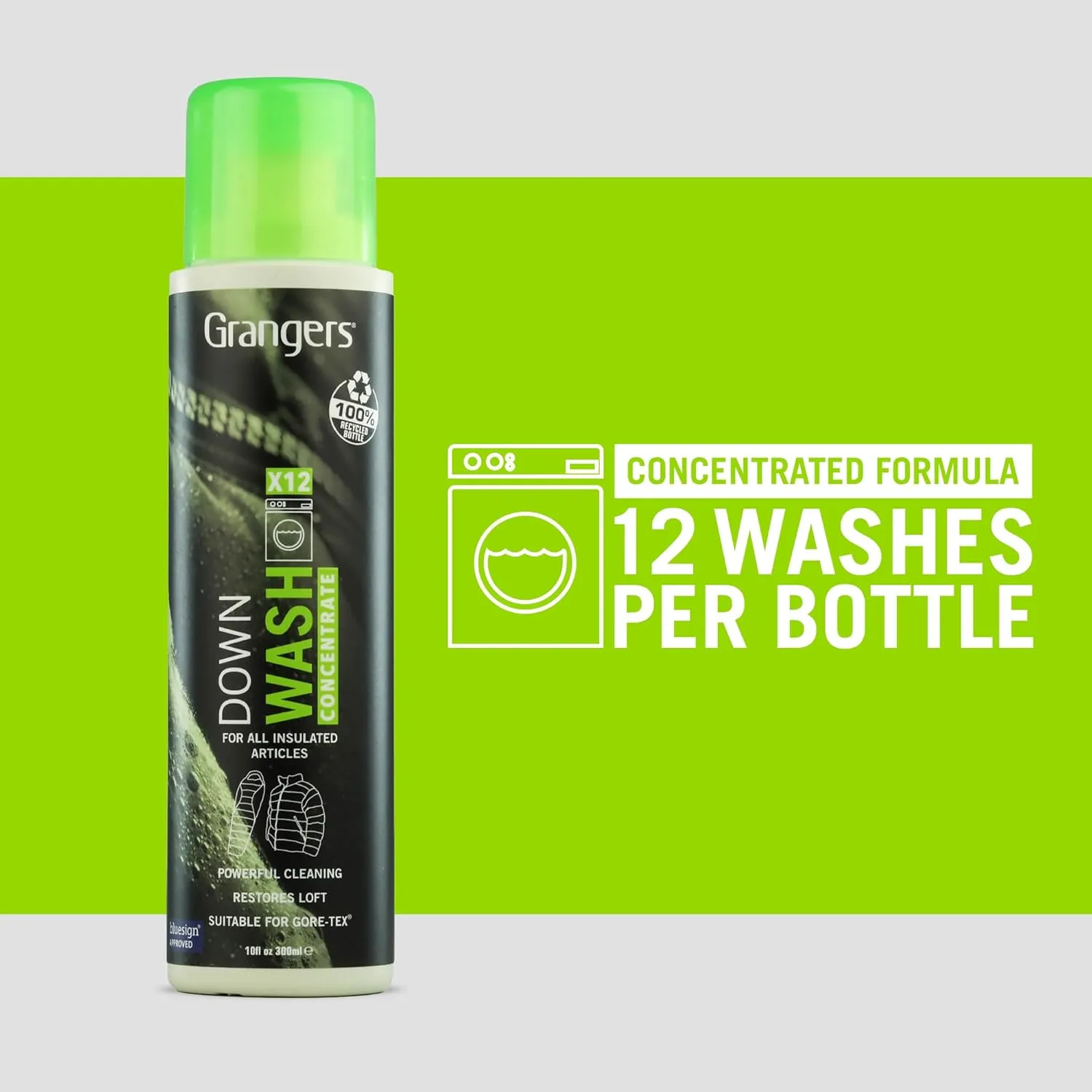 Grangers Down Wash/Detergent for Down Insulated Clothing, Sleeping Bags and Bedding (12 Washes), 10 oz