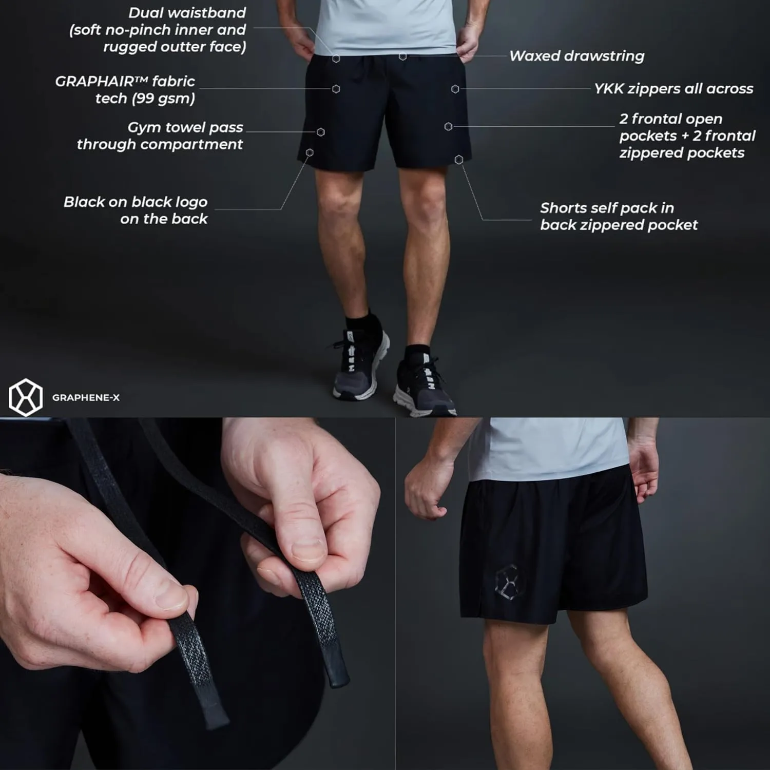 GRAPHENE-X Air Shorts | Activewear Series Workout Shorts Men | Graphene Integrated Fabric Gym Shorts | Breathable