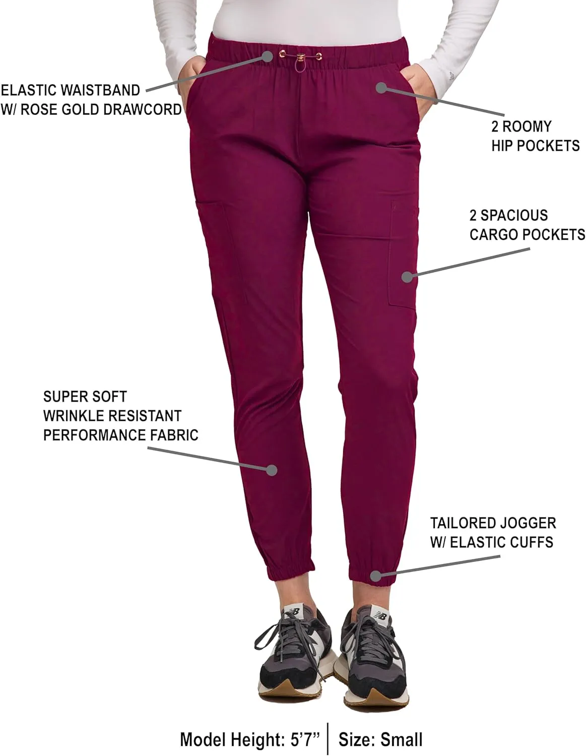 Green Town Scrubs for Women - Jogger Scrub Pant, Cargo Pockets, Stretch Fabric, Drawcord, Easy Care