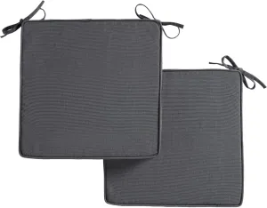 Greendale Home Fashions Sunbrella 17 in. Square Outdoor Corded Chair Pad, Canvas Coal 2 Count