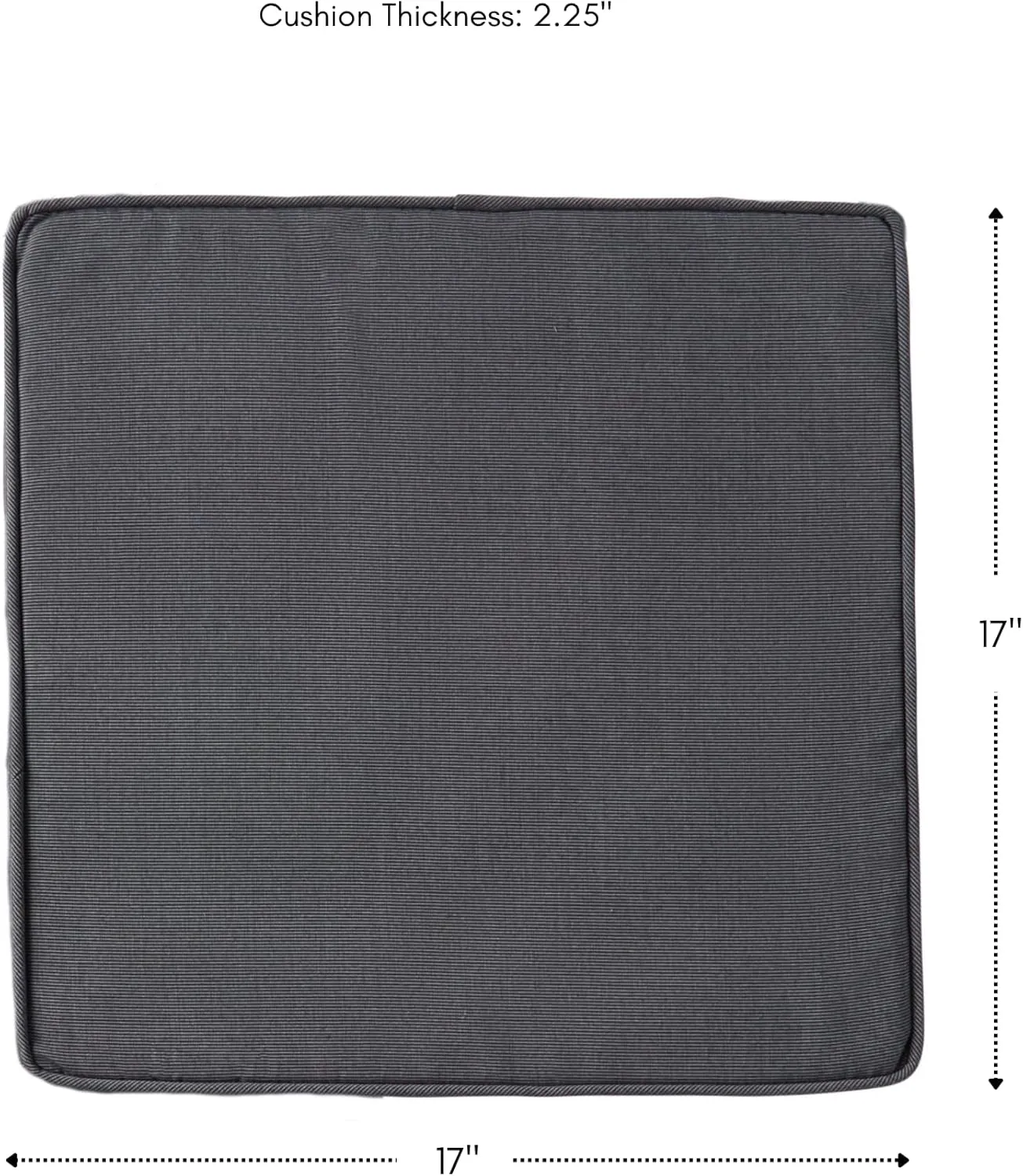 Greendale Home Fashions Sunbrella 17 in. Square Outdoor Corded Chair Pad, Canvas Coal 2 Count
