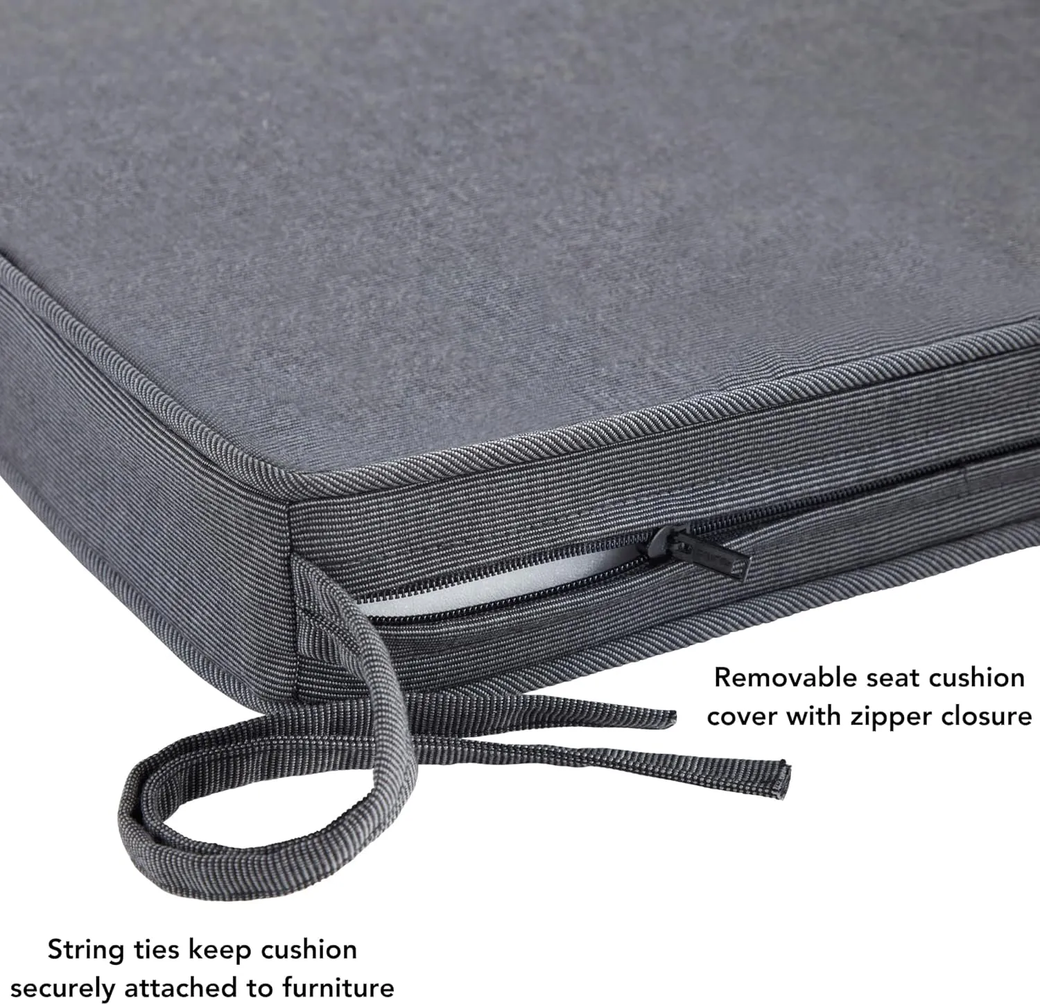 Greendale Home Fashions Sunbrella 17 in. Square Outdoor Corded Chair Pad, Canvas Coal 2 Count