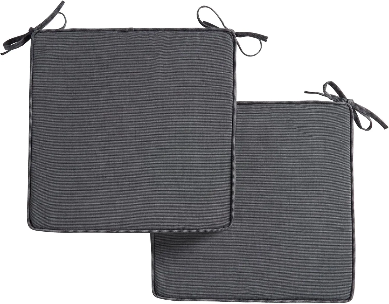 Greendale Home Fashions Sunbrella 17 in. Square Outdoor Corded Chair Pad, Canvas Coal 2 Count