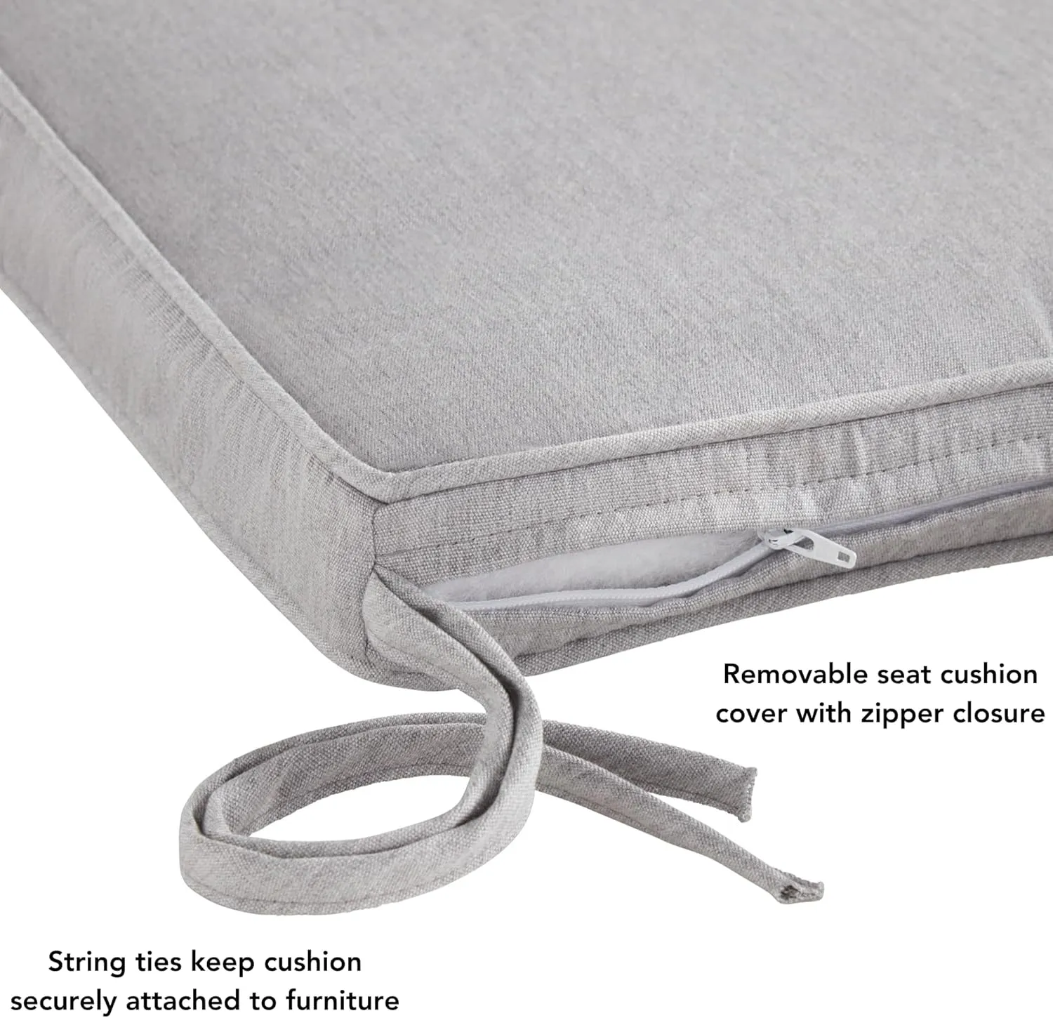 Greendale Home Fashions Sunbrella 17 in. Square Outdoor Corded Chair Pad, Canvas Granite 2 Count