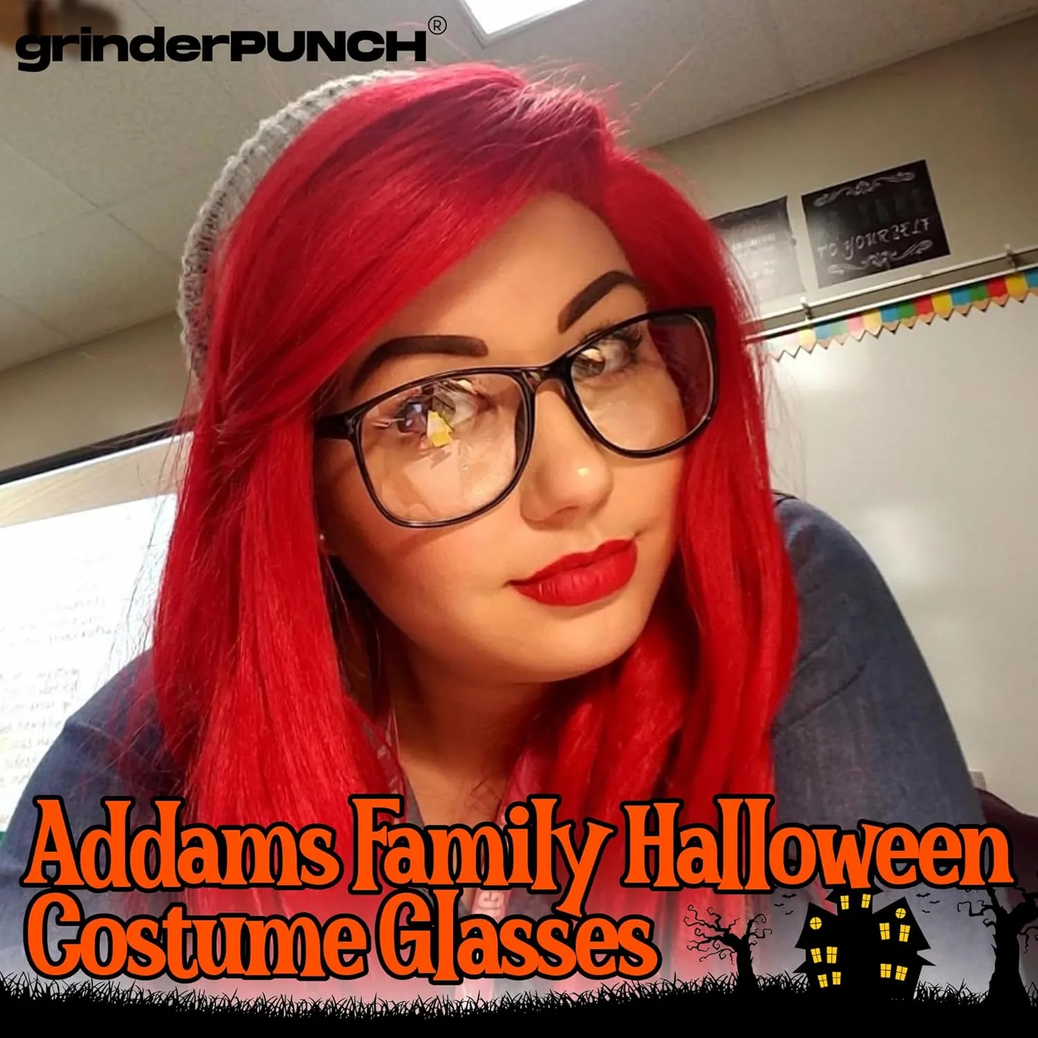 grinderPUNCH Large Nerdy Thin Plastic Frame Clear Lens Glasses