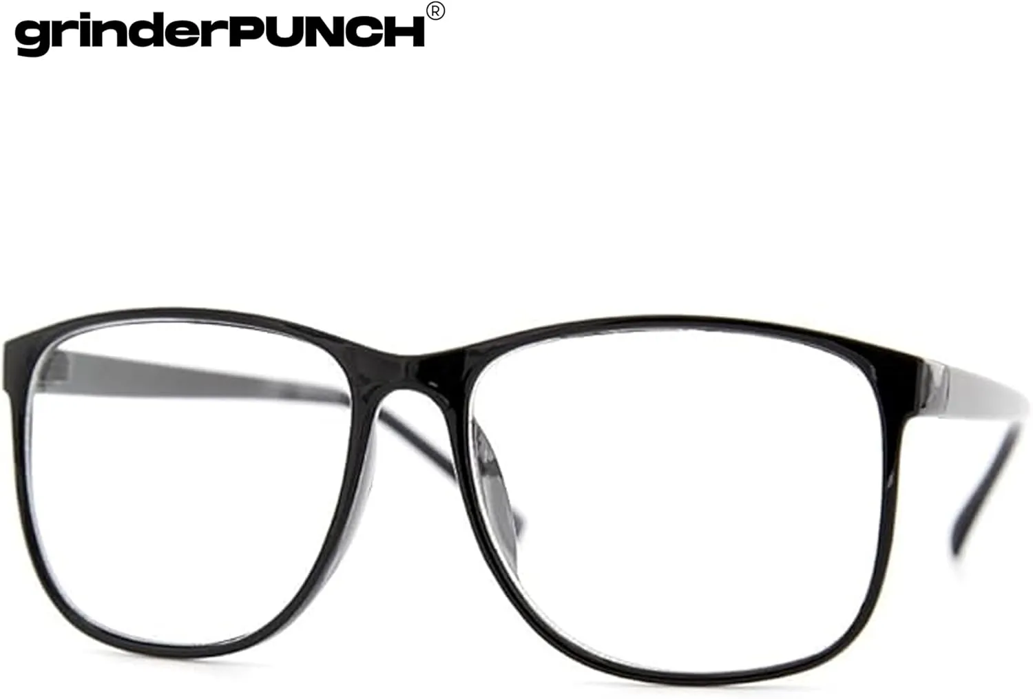 grinderPUNCH Large Nerdy Thin Plastic Frame Clear Lens Glasses
