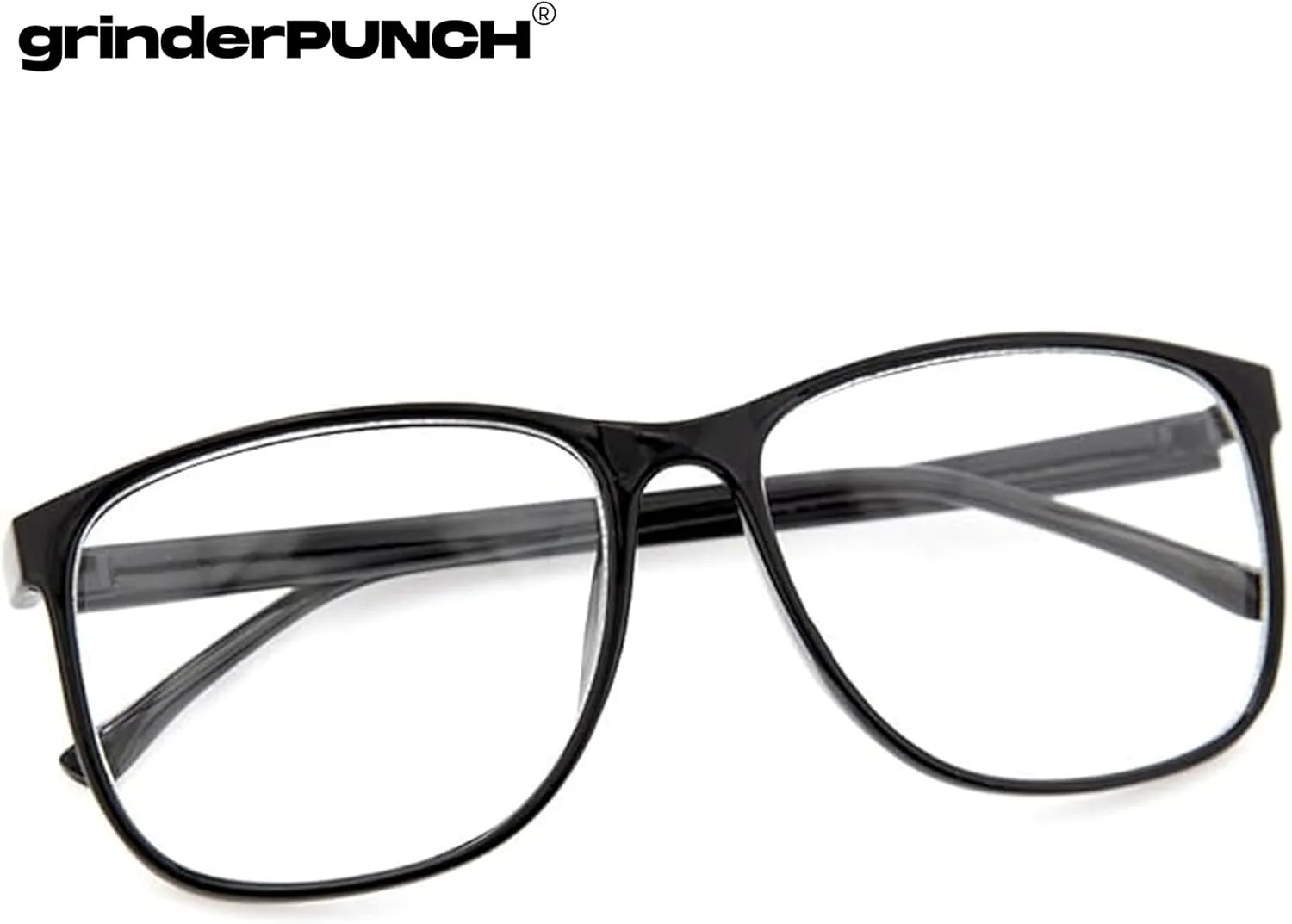 grinderPUNCH Large Nerdy Thin Plastic Frame Clear Lens Glasses