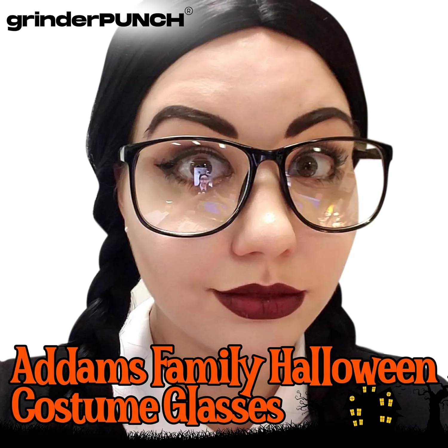 grinderPUNCH Large Nerdy Thin Plastic Frame Clear Lens Glasses