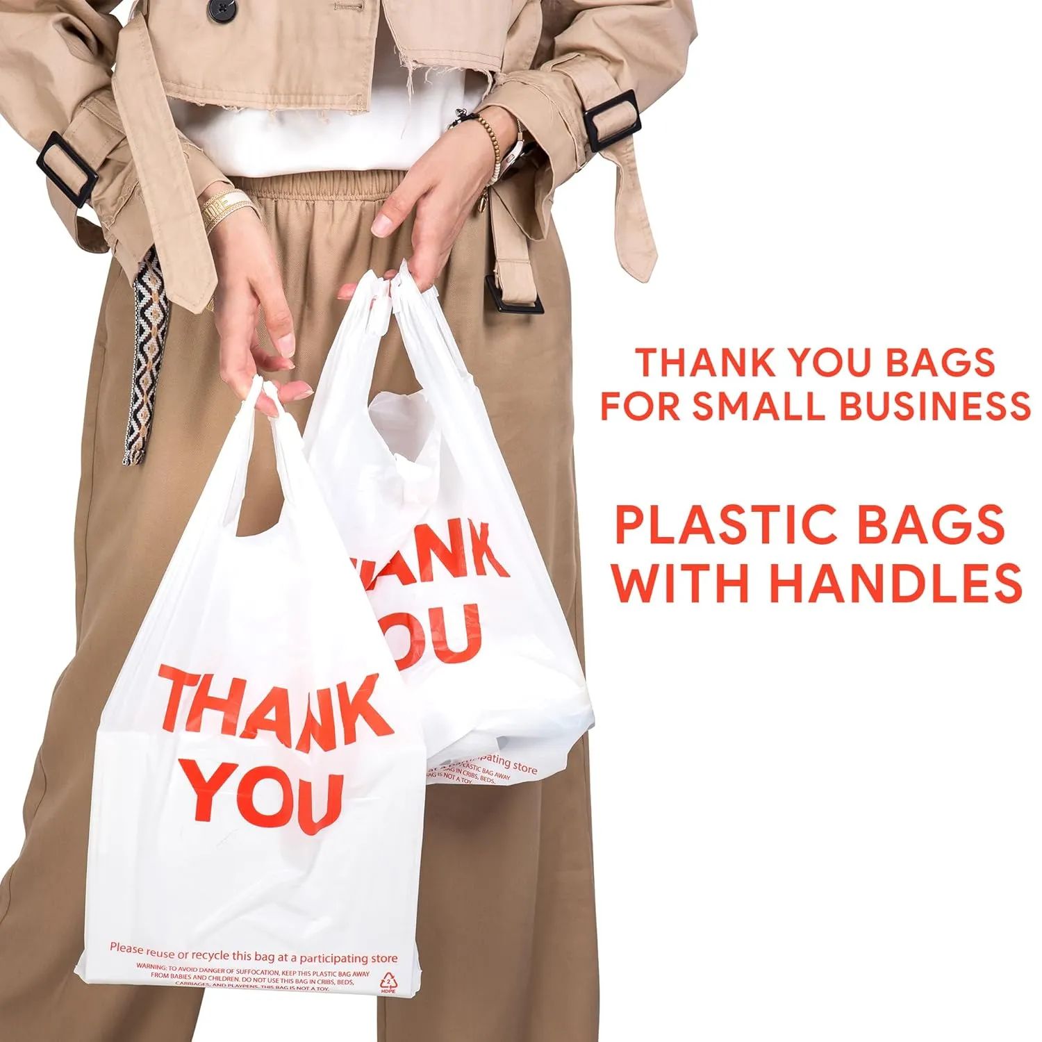 Grocery Plastic Bags 300 Count White (11"x6"x21") Store Bags And Great Plastic Shopping Bags Bulk