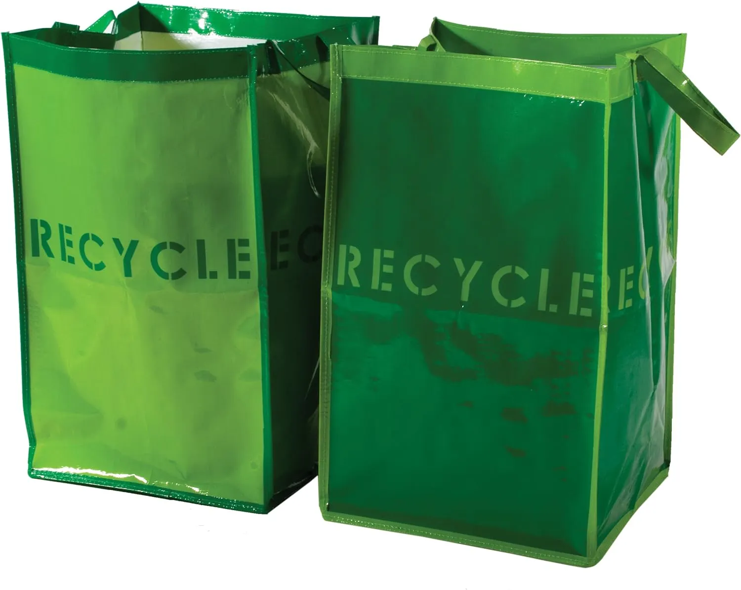 G.U.S. Recycle Bags for Home, Kitchen, Office | Waterproof, Durable, Easy to Wash, Reusable w/Extra Sturdy Handles | Made of recycled materials, 30L Capacity ea. | Set of 2