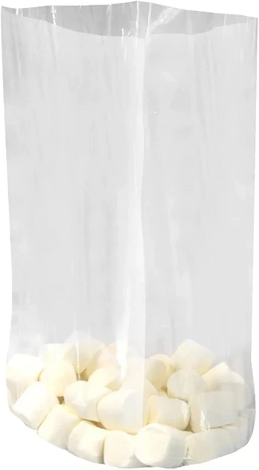 Gusseted Plastic Poly Bag - 16x14x36 & (250Bags)1.5Mil | Heat Sealable | Durable Open Top Clear Plastic Bags for Party Favor, Cookie, Candy, Small Gift Wrapping, Dessert