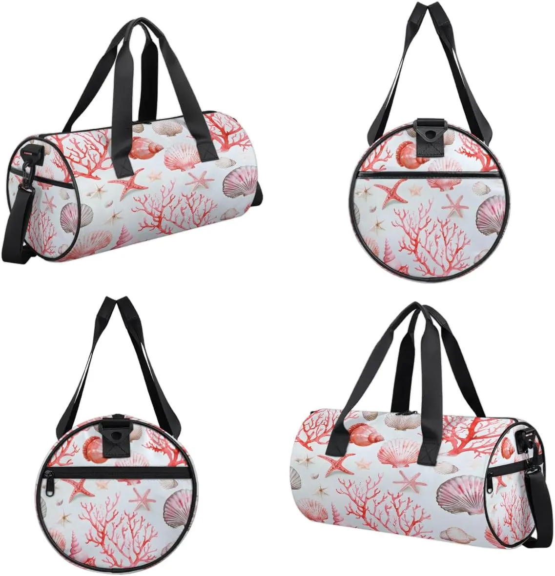 Gym Bags for Men Women Corals Shells Sports Duffel Bags Carry On Travel Duffle Bag with Detachable Adjustable Shoulder Strap Overnight Weekender Bag