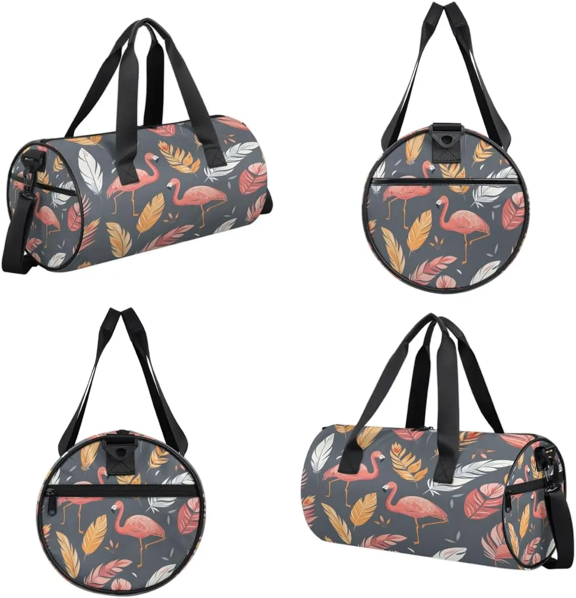 Gym Bags for Men Women Flamingo Feathers Sports Duffel Bags Carry On Travel Duffle Bag with Detachable Adjustable Shoulder Strap Overnight Weekender Bag