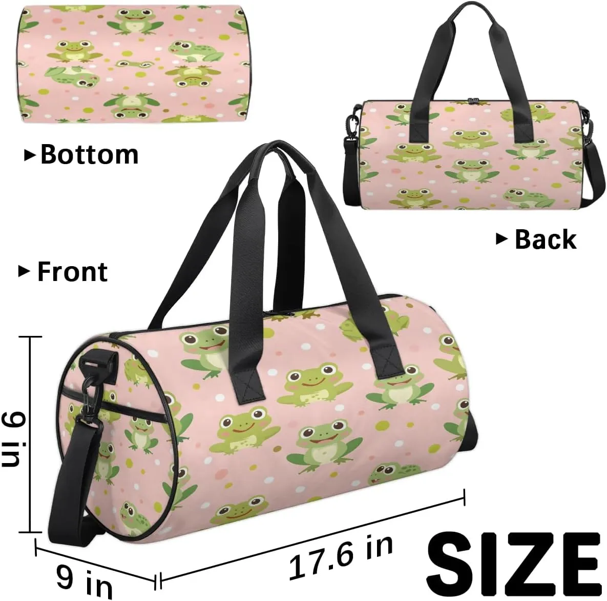 Gym Bags for Men Women Frogs Sports Duffel Bags Carry On Travel Duffle Bag with Detachable Adjustable Shoulder Strap Overnight Weekender Bag