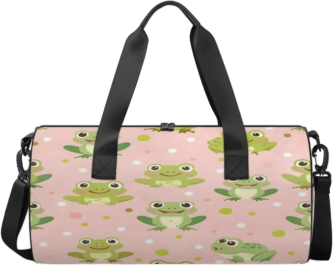 Gym Bags for Men Women Frogs Sports Duffel Bags Carry On Travel Duffle Bag with Detachable Adjustable Shoulder Strap Overnight Weekender Bag