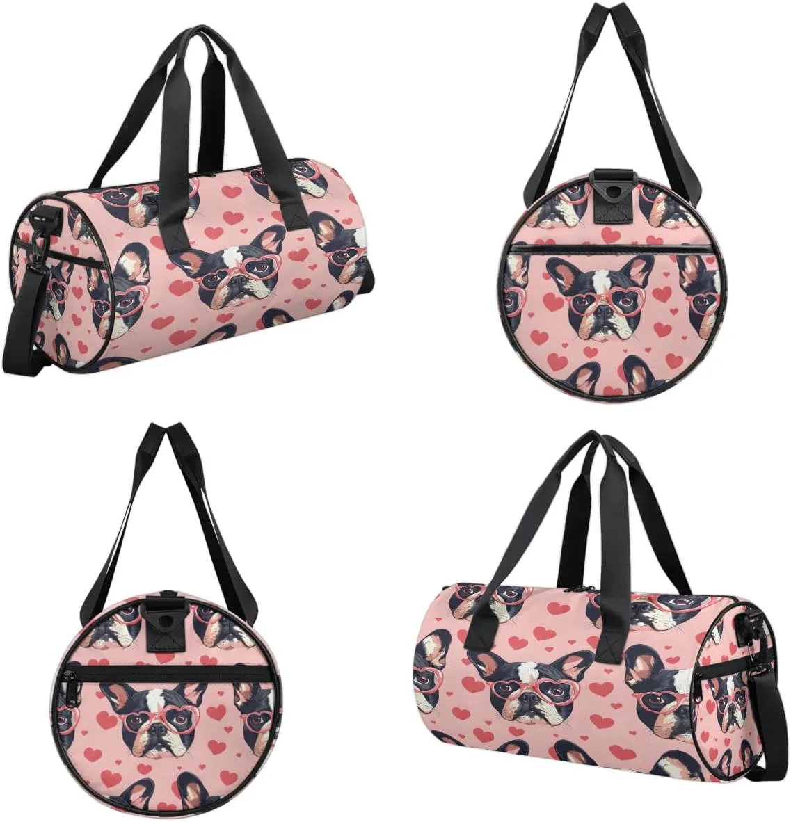 Gym Bags for Men Women Sweet Dogs Hearts Sports Duffel Bags Carry On Travel Duffle Bag with Detachable Adjustable Shoulder Strap Overnight Weekender Bag