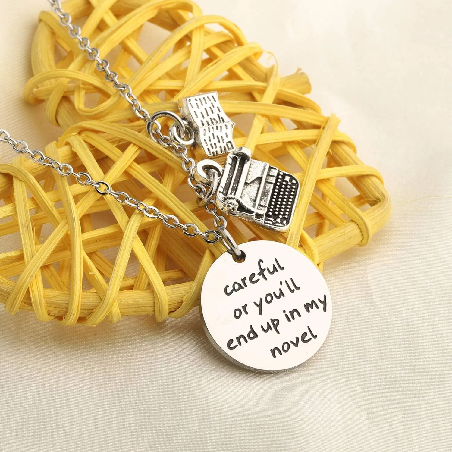 Gzrlyf Writer Bracelet - Author Jewelry - Novelist Gift - 'Careful or You'll End Up in My Novel' - Writing Gift