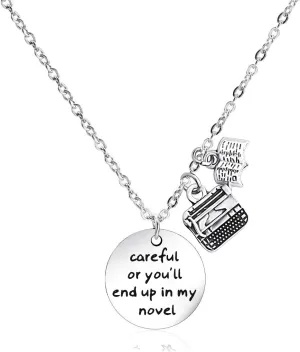 Gzrlyf Writer Bracelet - Author Jewelry - Novelist Gift - 'Careful or You'll End Up in My Novel' - Writing Gift