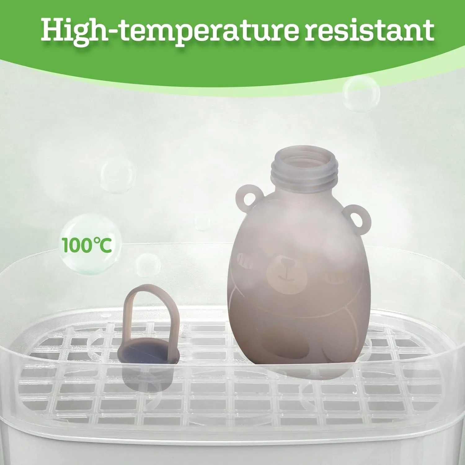 Haakaa Happii Bear Silicone Breast Milk Storage Bag 9oz- Refillable Baby Food Squeeze Pouch - Breastmilk Storage Container Reusable Freezer Bag -No Leak BPA Free -2PK