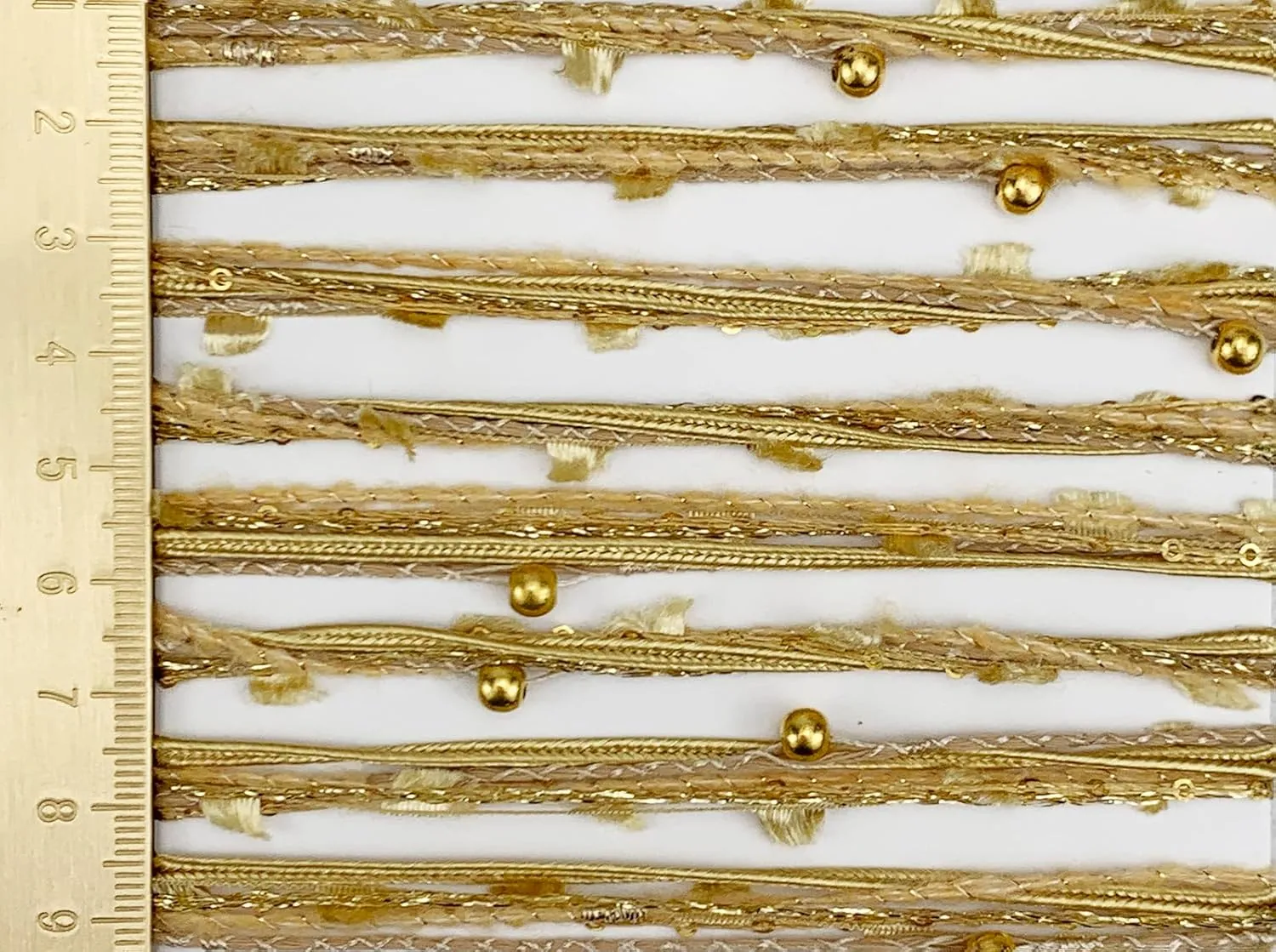 Hand-Blended Multifiber Multicolored Fancy Yarn with Golden Beads for Knitting Crocheting Crafts DIY, Set of 3 Rolls (Golden Beads)