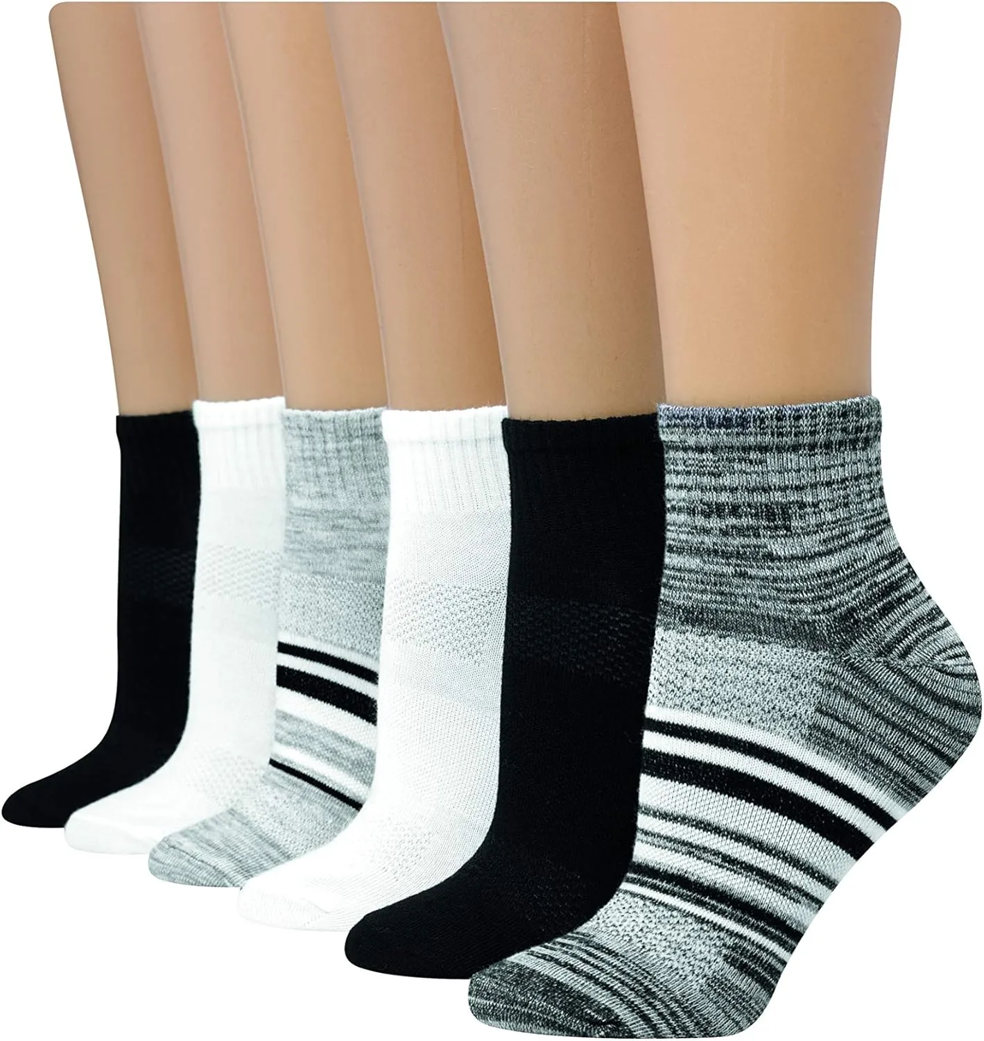 Hanes Women's 6-Pair Lightweight Breathable Ventilation Ankle Socks