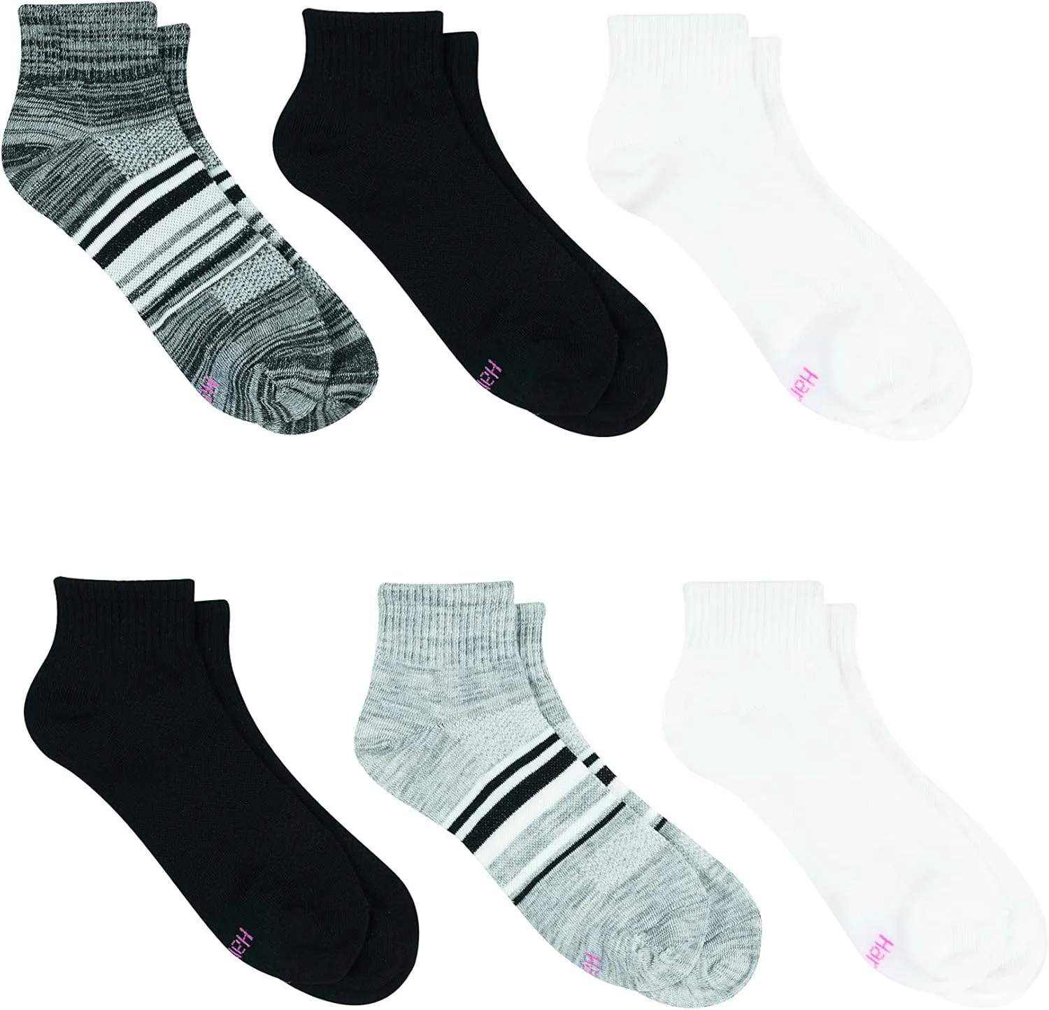 Hanes Women's 6-Pair Lightweight Breathable Ventilation Ankle Socks