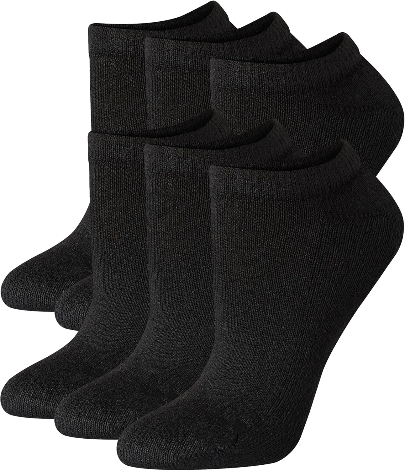 Hanes womens Plush Comfort Toe Seam No Show Socks, 6-pair Pack fashion liner socks, Black, Shoe Size 5-9 US