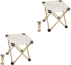 Happyyami 2pcs Portable Camping Stool with Carrying Bag Oxford Fabric Folding Chair for Outdoor
