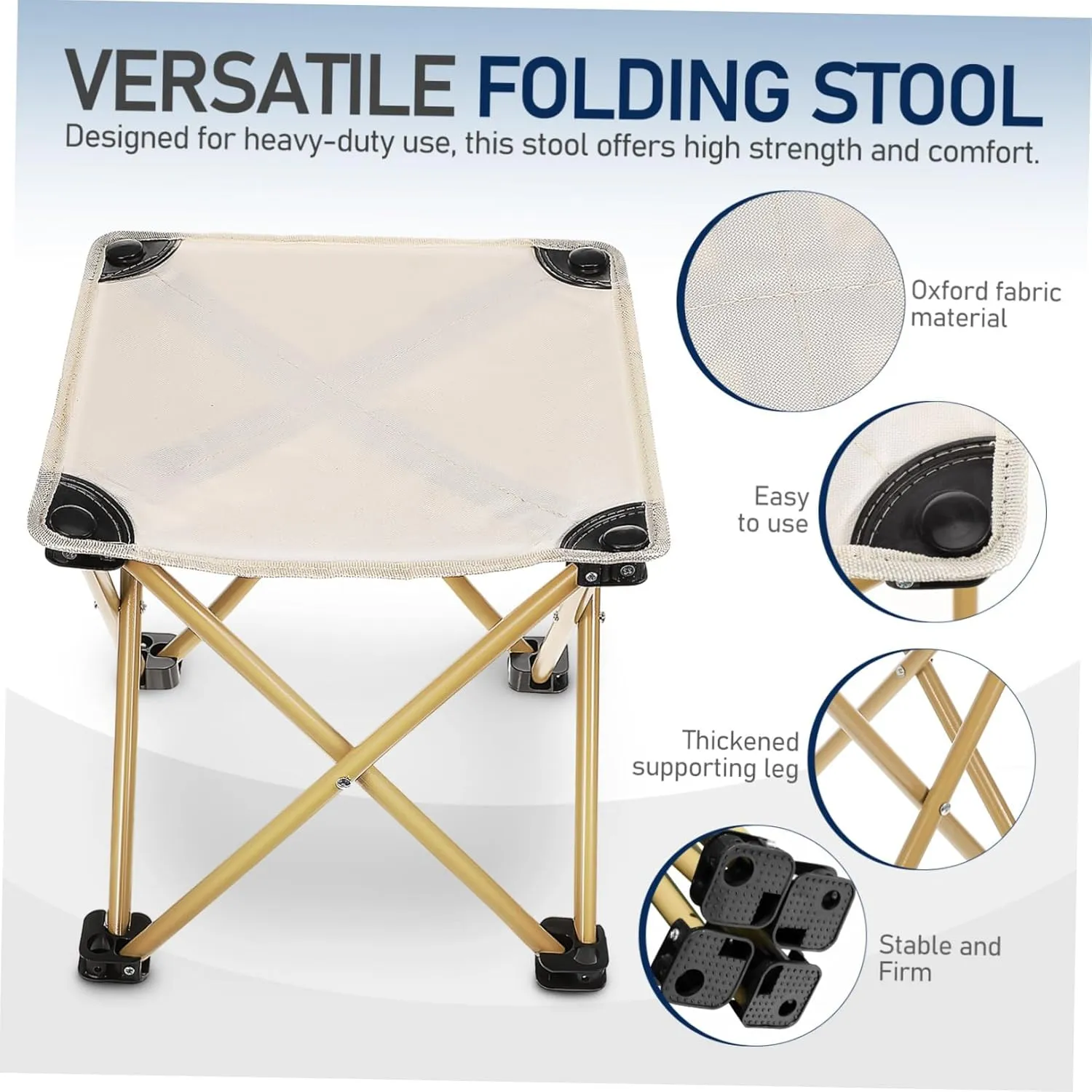 Happyyami 2pcs Portable Camping Stool with Carrying Bag Oxford Fabric Folding Chair for Outdoor