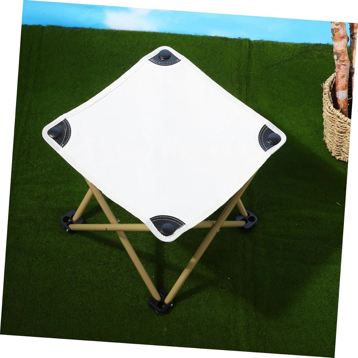 Happyyami 2pcs Portable Camping Stool with Carrying Bag Oxford Fabric Folding Chair for Outdoor