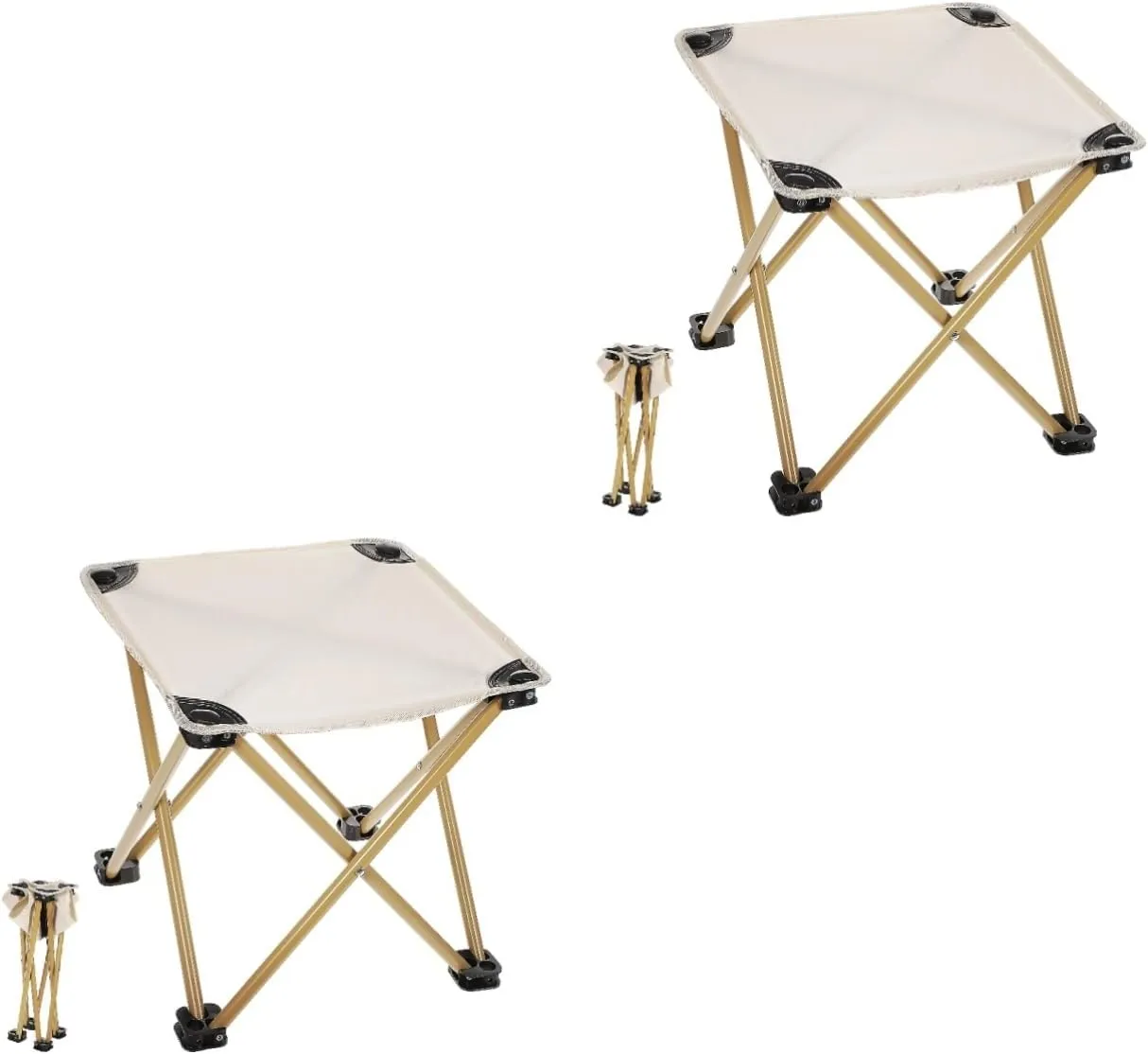 Happyyami 2pcs Portable Camping Stool with Carrying Bag Oxford Fabric Folding Chair for Outdoor