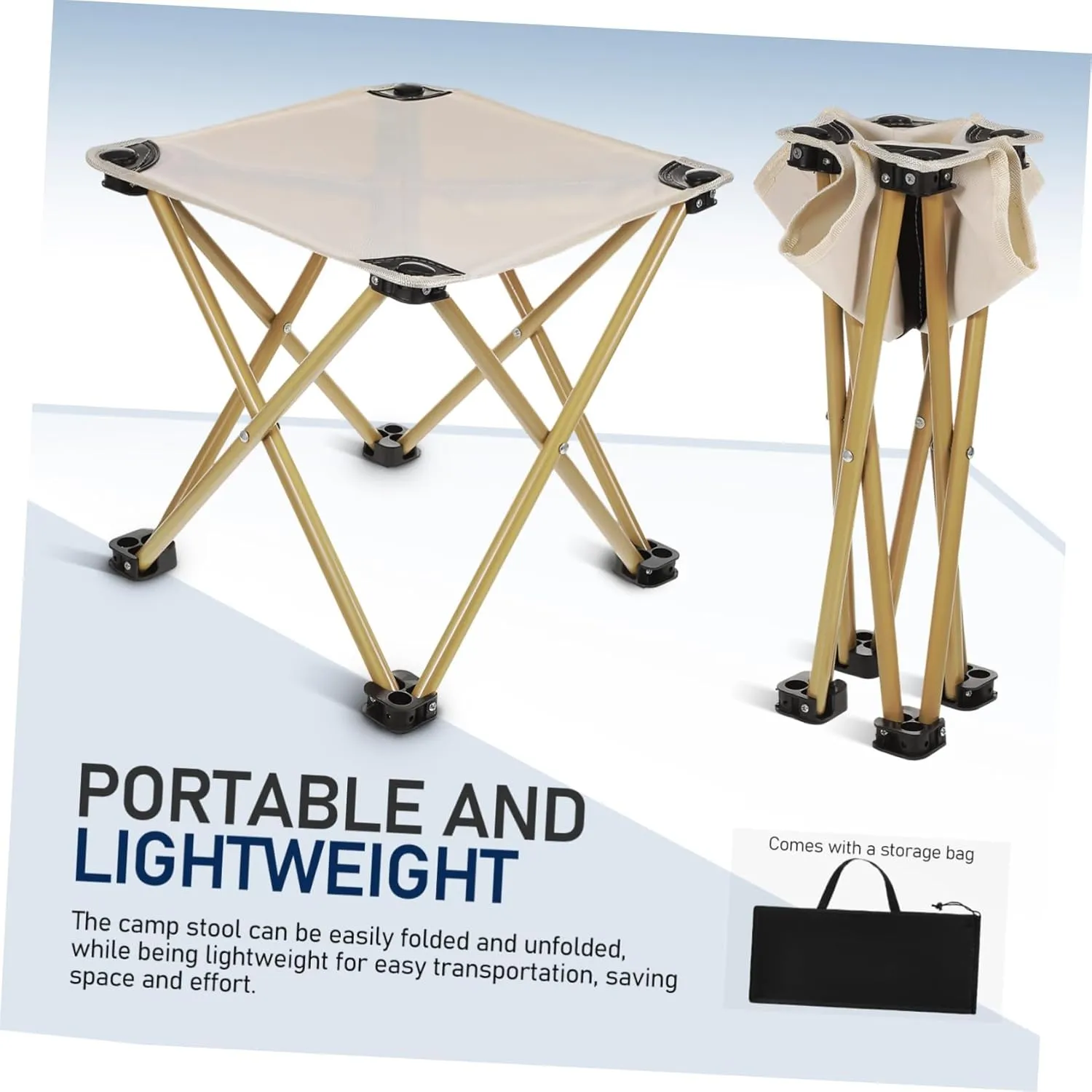 Happyyami 2pcs Portable Camping Stool with Carrying Bag Oxford Fabric Folding Chair for Outdoor