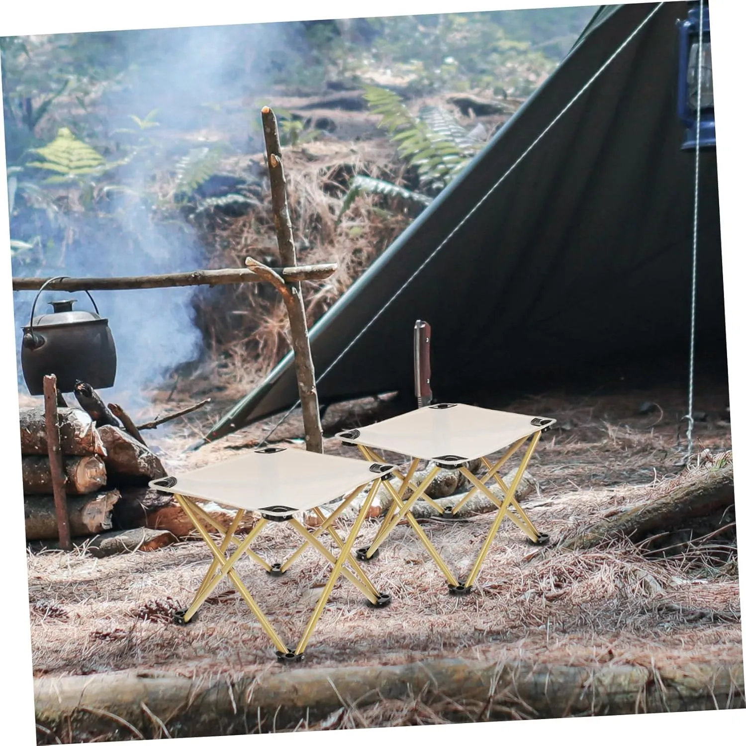 Happyyami 2pcs Portable Camping Stool with Carrying Bag Oxford Fabric Folding Chair for Outdoor