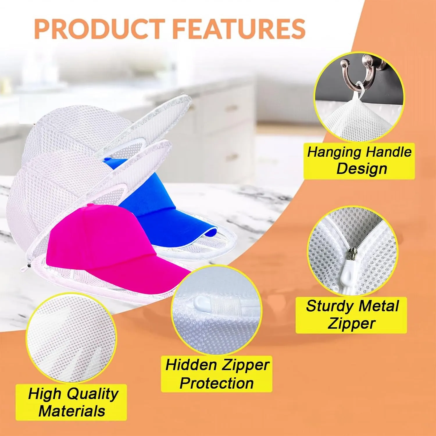 Hat Cleaner, Hat Washer for Baseball Caps, Mesh Bags, Cleaning Protector Cage (2 Pack White)