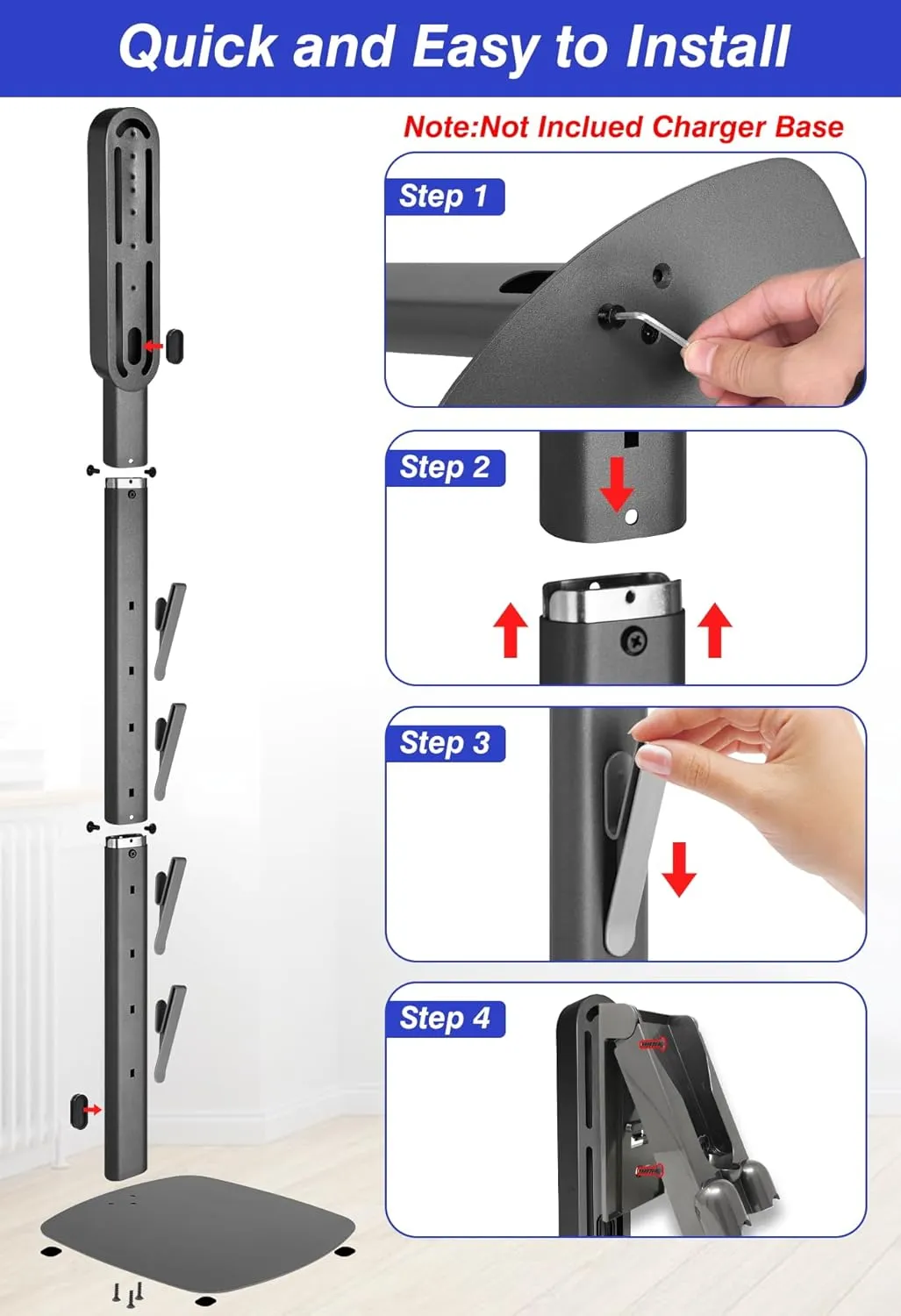 Haturi Vacuum Stand for Dyson Gen5 V15 V12 Detect V11 V10 V8 V7 V6, Vacuum Holder and Metal Storage Bracket Standing dock with Hidden Cord Design for Dyson Handheld Cordless Vacuum Cleaners