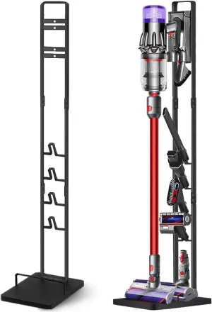 Haturi Vacuum Stand for Dyson V15 V12 V11 V10 V8 V7 V6, Metal Storage Holder for Cordless Vacuum & Accessories, Compatible with DC30 DC31 DC34 DC35 DC58 DC59 DC62 DC74, Black