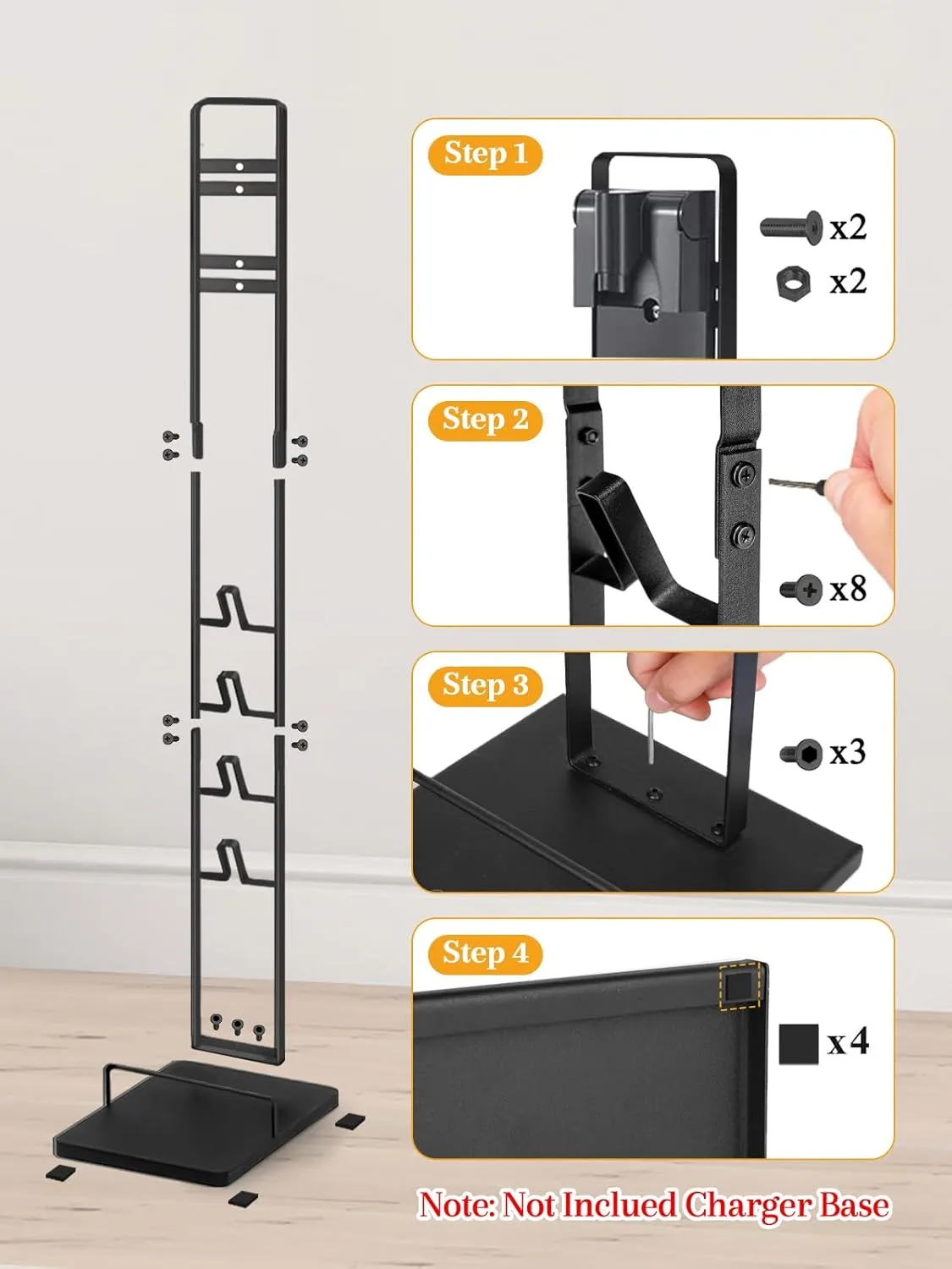 Haturi Vacuum Stand for Dyson V15 V12 V11 V10 V8 V7 V6, Metal Storage Holder for Cordless Vacuum & Accessories, Compatible with DC30 DC31 DC34 DC35 DC58 DC59 DC62 DC74, Black