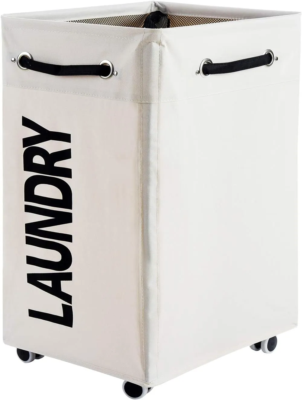 Haundry 86L Large Collapsible Laundry Hamper with Wheels, Waterproof Rolling Clothes Hamper Basket Bin for Dirty Clothes Storage