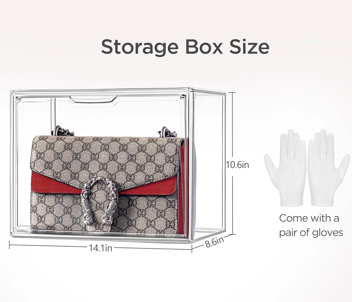 HBlife 4 Pack Purse Storage Organizer for Closet, Large Clear Stackable Handbag Display Case Box with Magnetic Door for Collectibles, Cosmetics, Women Heels and Toys