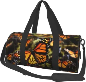 Heaps of Orange Monarch Butterflies Travel Bag for Women Men Gym Bag Large Duffle Bag Weekender Overnight Bag with Shoulder Strap