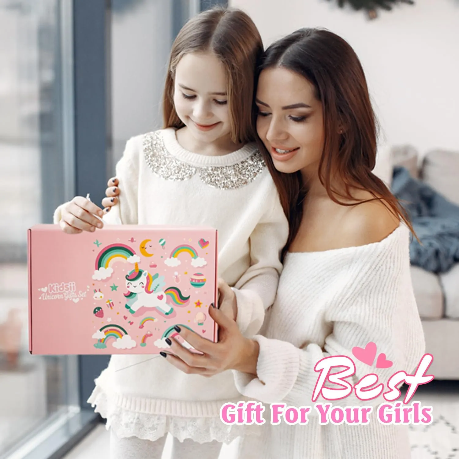 Heart Musical Jewelry Box for Girls with You Are My Sunshine Song | Unicorn Jewelry Box Gifts for Girls | Valentines Birthday Gifts Set for Girls Toddler Kids 3 4 5 6 7 8 Years Old