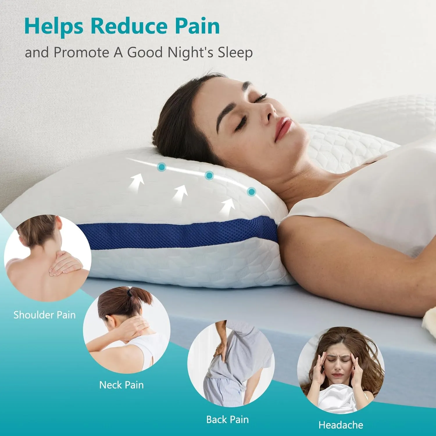 Heavier Weight Fabric Shredded Memory Foam Pillows Cooling Bed Pillows 2 Pack, King Size Pillows Set of 2 for Sleeping, Support Soft for Side Back Stomach Sleepers, with Washable Cover, 20X36