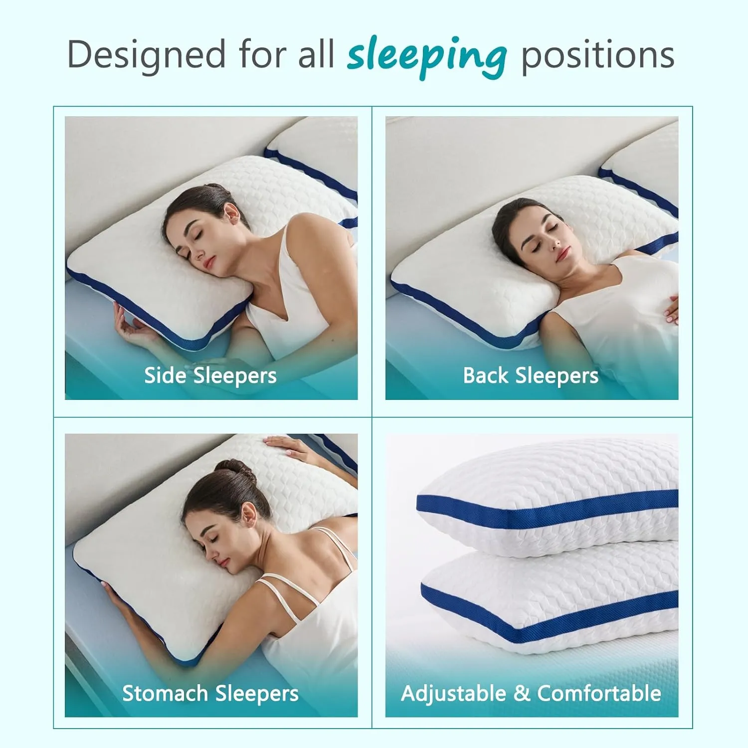 Heavier Weight Fabric Shredded Memory Foam Pillows Cooling Bed Pillows 2 Pack, King Size Pillows Set of 2 for Sleeping, Support Soft for Side Back Stomach Sleepers, with Washable Cover, 20X36