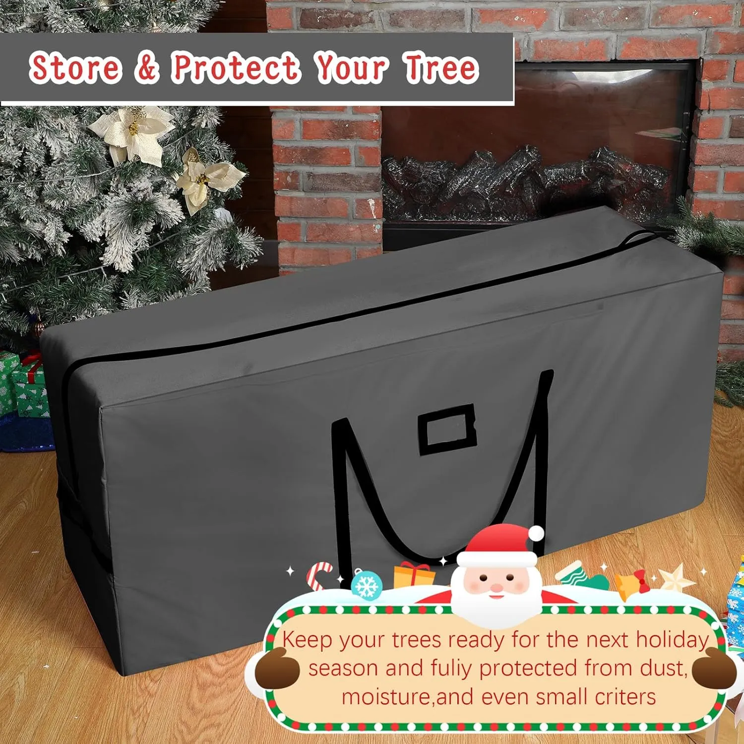 Heavy Duty Christmas Tree Storage Bag - 900d Oxford Fabric with Wheels and Reinforced Handles, Durable Storage Box for Disassembled Holiday Trees(9ft,Grey)